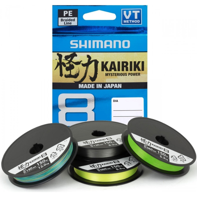 Леска плетёная SHIMANO KAIRIKI 8 PE 150м зеленая 0,100 мм 6,5 кг 59WPLA58R01